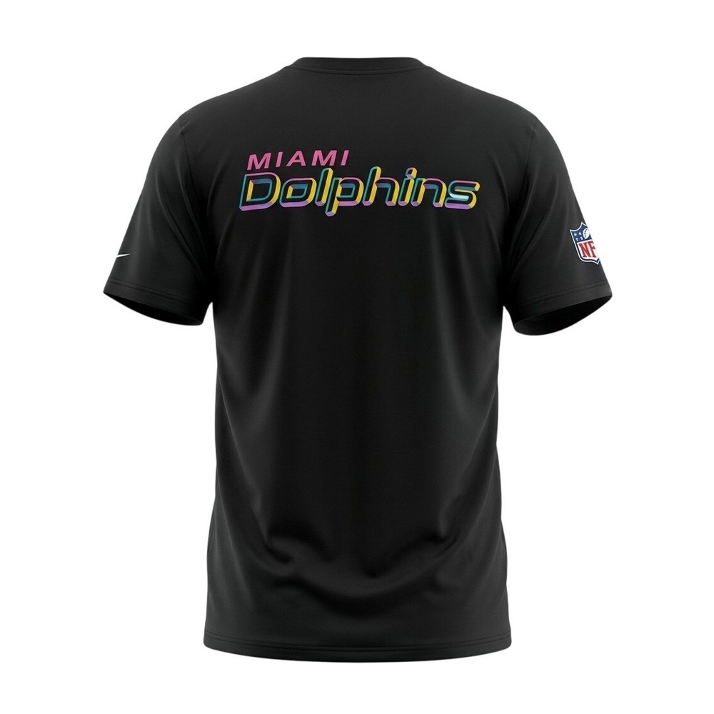 Nike Miami Dolphins Crucial Catch Intercept Cancer Black T-Shirt Mens L NWT